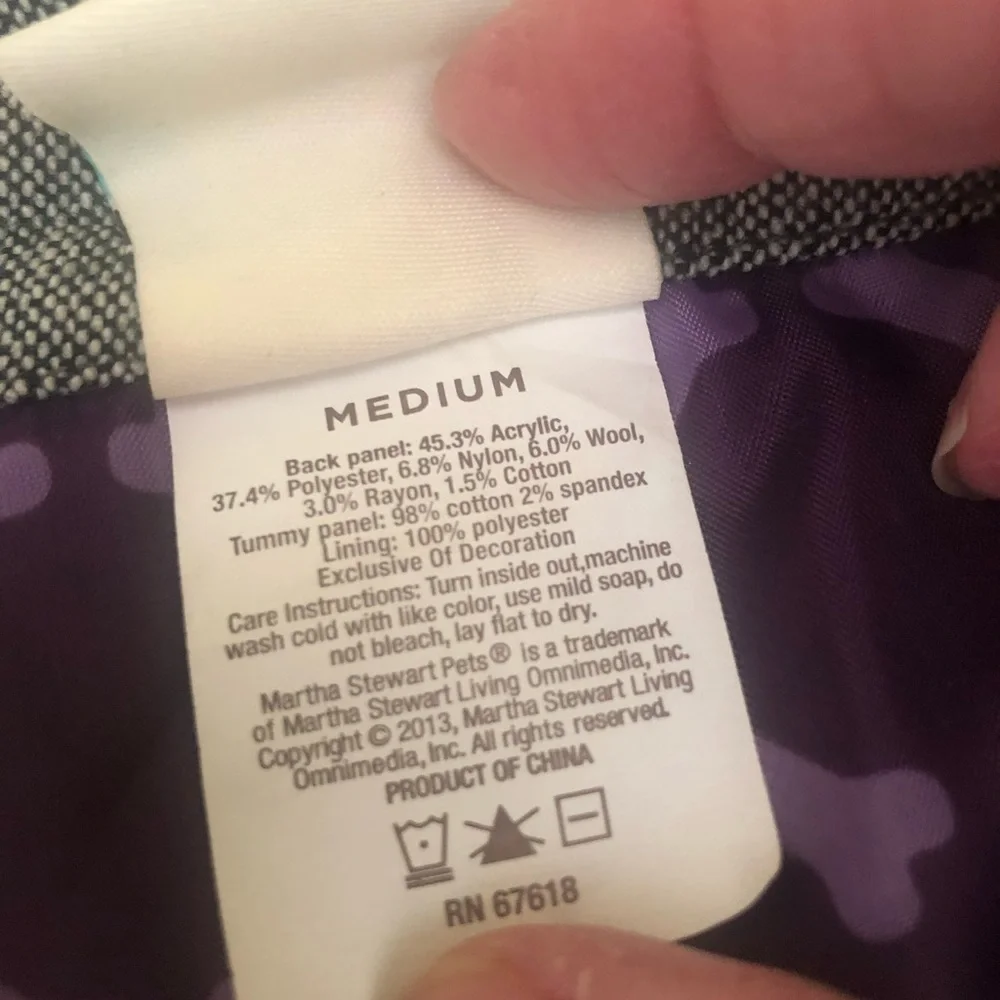 Dog Martha Stewart Jacket with Purple Flower Medium